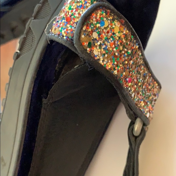 Sandro Paris velvet Velcro strap glitter sandals - Picture 5 of 6